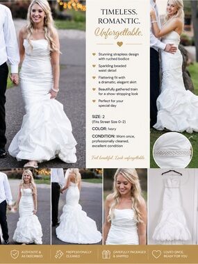 Strapless Beaded Waist Mermaid Wedding Dress in White